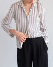 Load image into Gallery viewer, Vintage Ivory Silk Stripe Blouse