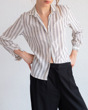 Load image into Gallery viewer, Vintage Ivory Silk Stripe Blouse
