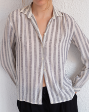 Load image into Gallery viewer, Vintage Ivory Silk Stripe Blouse
